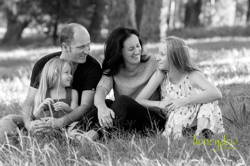 family photography sitting in park