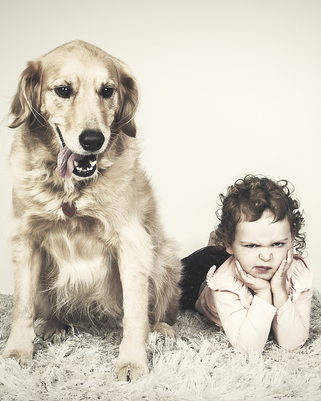 funny dog and child